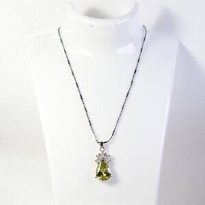 925 Sterling Silver Lemon Quartz Stone Necklace Free Chain